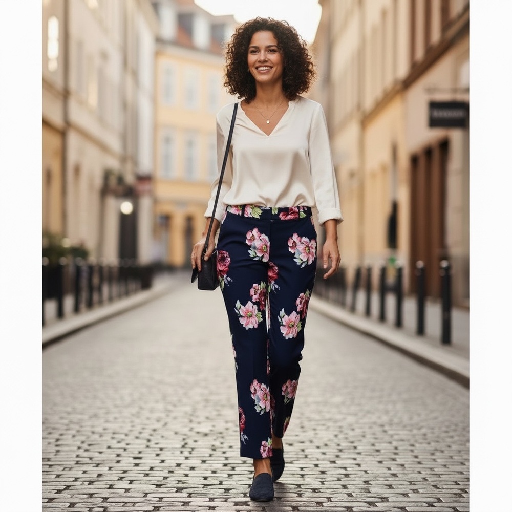 3/$50 Isaac Mizrahi Navy Floral Pants ** 3 FOR $50 DEAL + REDUCED SHIPPING **